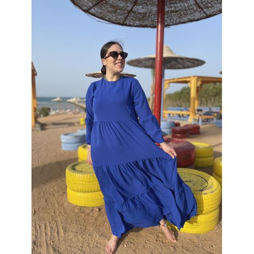 فستان طويل الوان ازرق | كنزي محمد | ازدهار 123