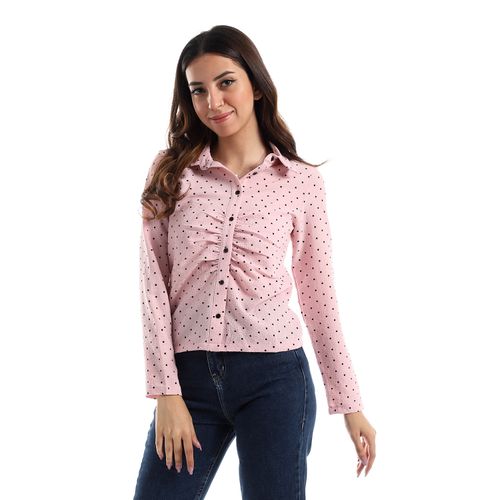 Menta By Coctail Blouse with ruffles on the chest - rose | nana | ازدهار 123