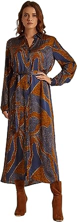 فستان ماكسي فاخر باكمام طويلة، مطبوع من دالى دريس- مناسب للنساء، 240-102-3010-92 | nana | ازدهار 123