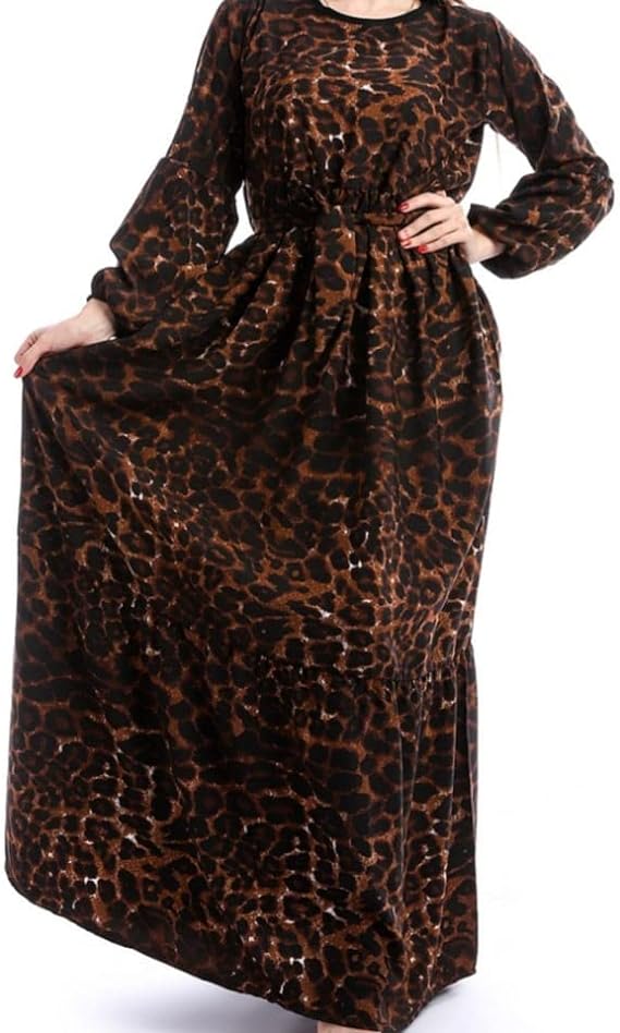 فستان نسائي طويل بنقشة جلد نمر | Rania Gamal | ازدهار 123