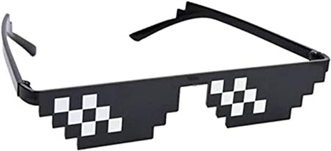 نظارة شمس للجنسين بتصميم بكسلات موزايك 8 بت للنساء والرجال - مناسبة للحفلات، أسود | Go r y Go r y | ازدهار 123